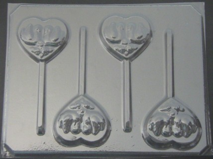 1023  Heart with Swans Chocolate or Hard Candy Lollipop Mold